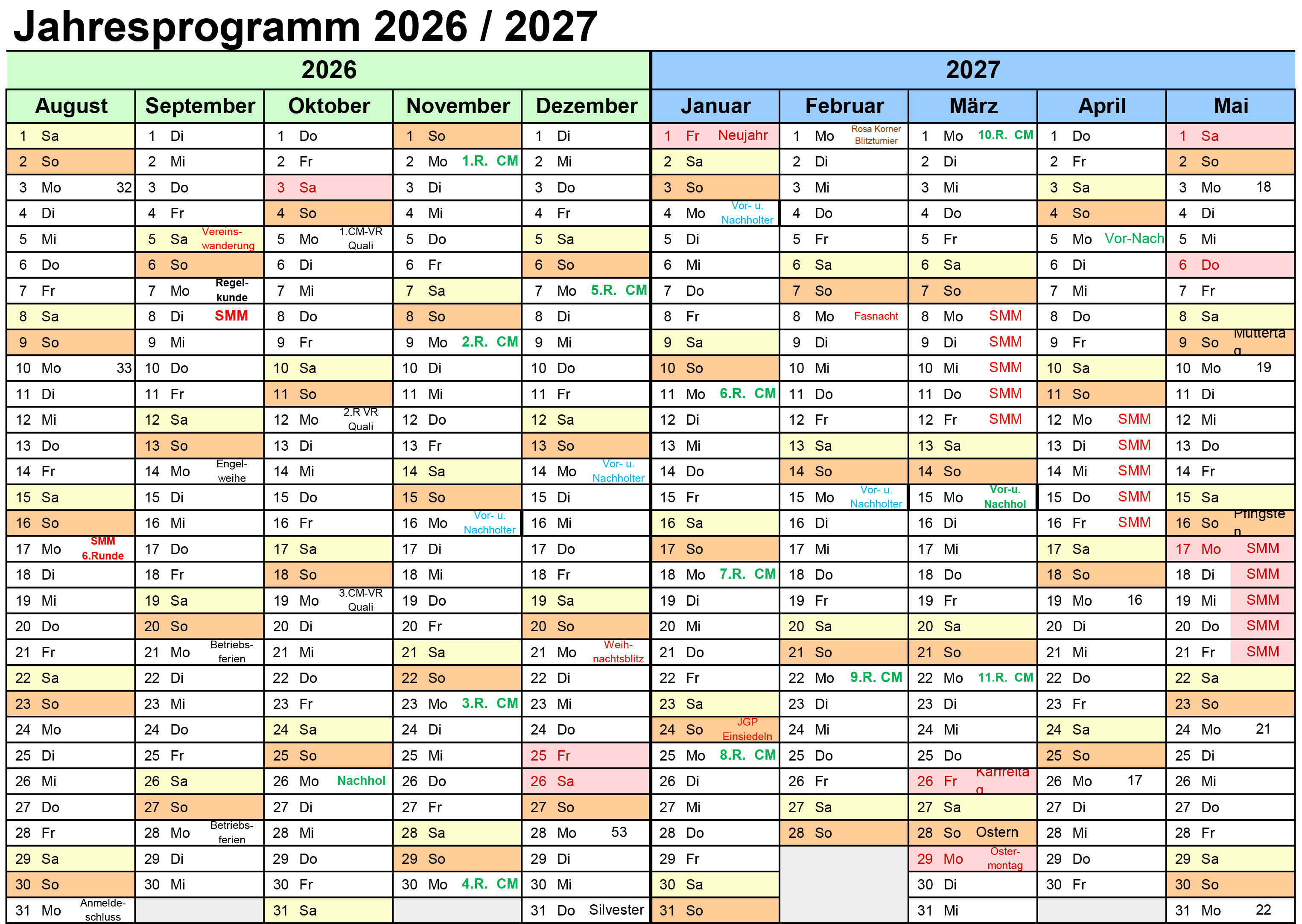 Kalender 26 27 4 2